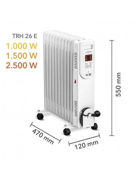 Trotec TRH 26 E Yağlı Radyatör 2500 W 11 Dilim Kumandalı