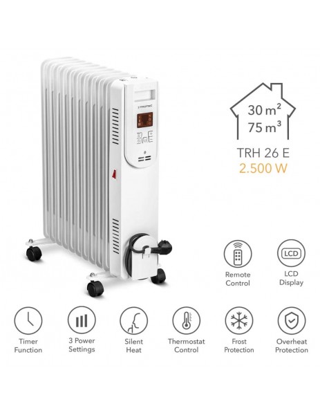 Trotec TRH 26 E Yağlı Radyatör 2500 W 11 Dilim Kumandalı