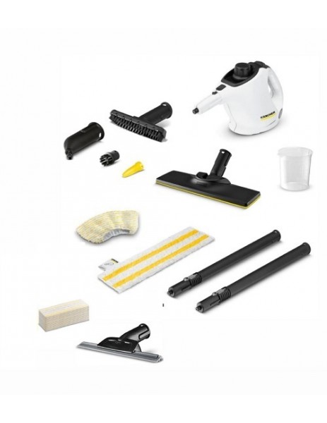 KarcherSC 1 EasyFix Buharlı Temizlik Makinesi + Cam Temizleme Aparatı Ilave Nozül + Ilave Tek Kullanımlık Bez
